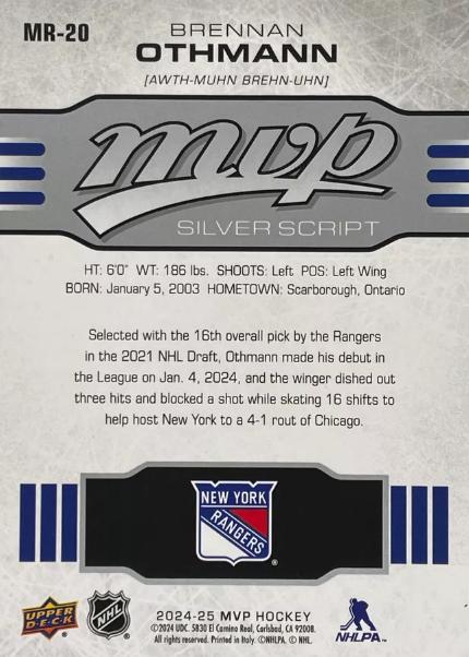 2024-25 Upper Deck MVP - 10th Anniversary Silver Script (Karten 1 bis 34) - Bild 4 von 4